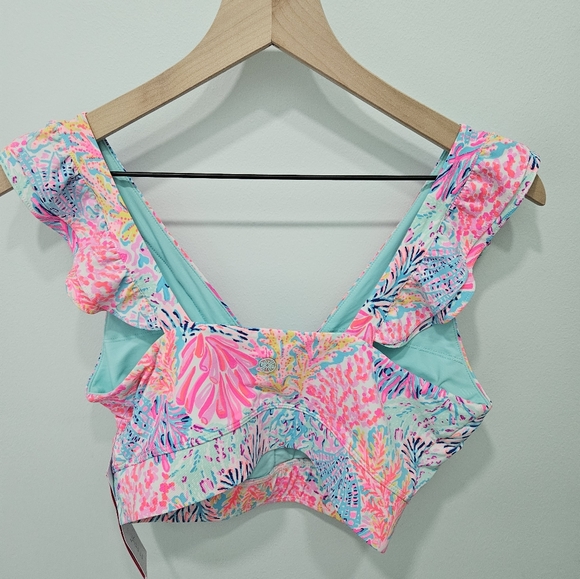 Lilly pulitzer sucre Ruffle Sports Bra Medium (crop top/ workout top) New! - Picture 7 of 13